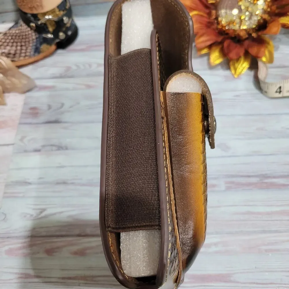 Praying Cowboy Leather Phone Holstor With Knife Sheath With Belt Clip LARGE 7x4